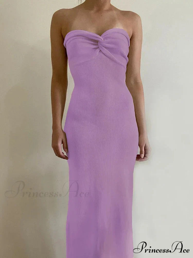 Backless Twist Knitted Fashion Outfits Maxi Dress