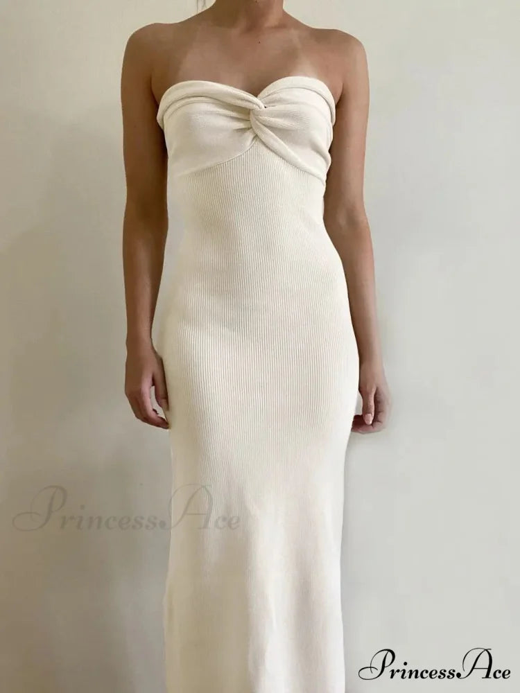 Backless Twist Knitted Fashion Outfits Maxi Dress