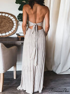 Backless U-Neck Stylish Suspender Maxi Dress