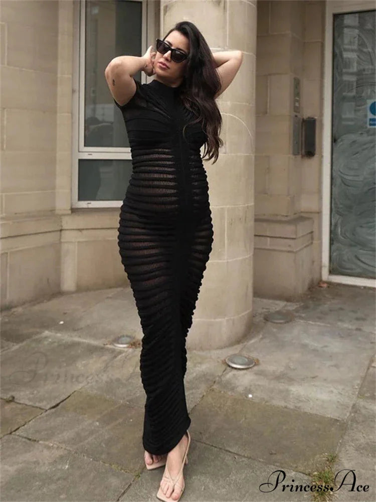 Backless V Neck Gown Maxi Dress