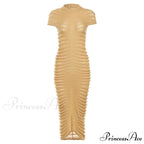 Backless V Neck Gown Maxi Dress