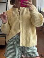 Baggy Firm Crew Neck Button Cardigan