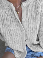 Baggy Firm Crew Neck Button Cardigan