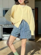 Baggy Firm Crew Neck Button Cardigan