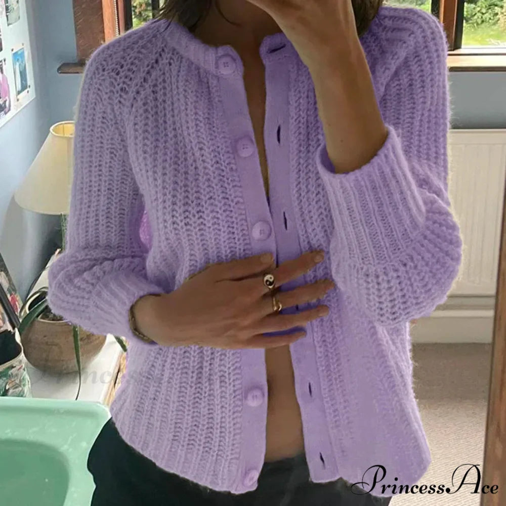 Baggy Firm Crew Neck Button Cardigan