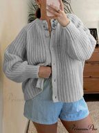 Baggy Firm Crew Neck Button Cardigan