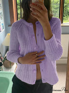 Baggy Firm Crew Neck Button Cardigan