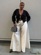 Baggy Hollow Out V-Neck Knit Cardigan