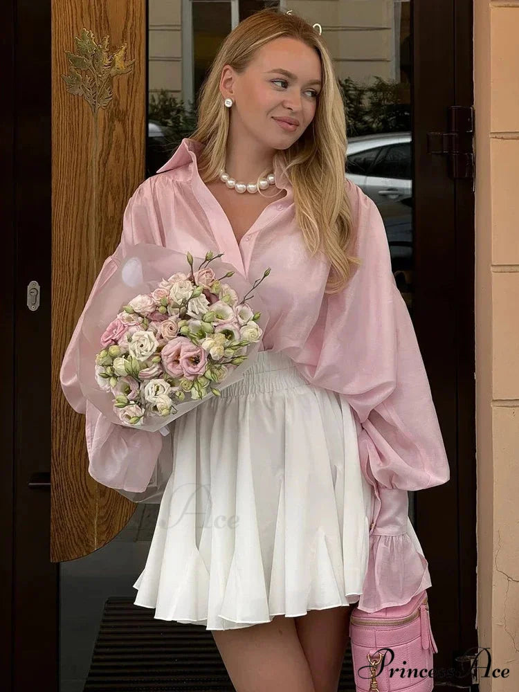 Baggy Lapel Transparent Patchwork Blouse