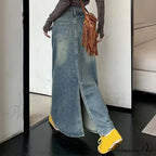 Baggy Midi Envelop Denim Skirt