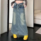 Baggy Midi Envelop Denim Skirt