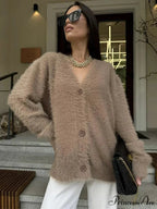 Baggy Off Shoulder V-neck Cardigan