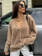 Baggy Off Shoulder V-neck Cardigan