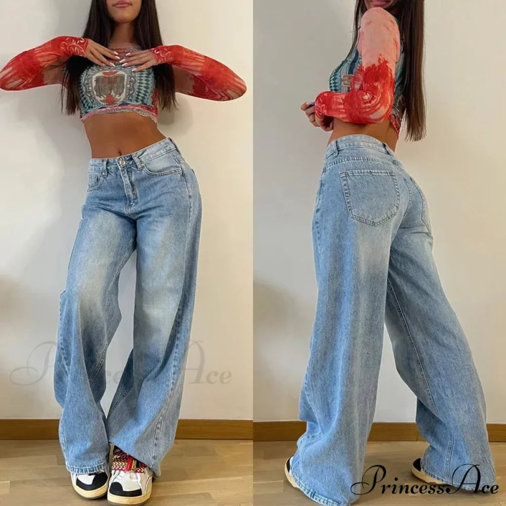 Baggy Straight Autumn Y2k Korean Fashion Streetwear High Waist Casual Denim Fashionable Jean