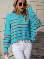 Baggy Striped Knitted Sweet Jumper