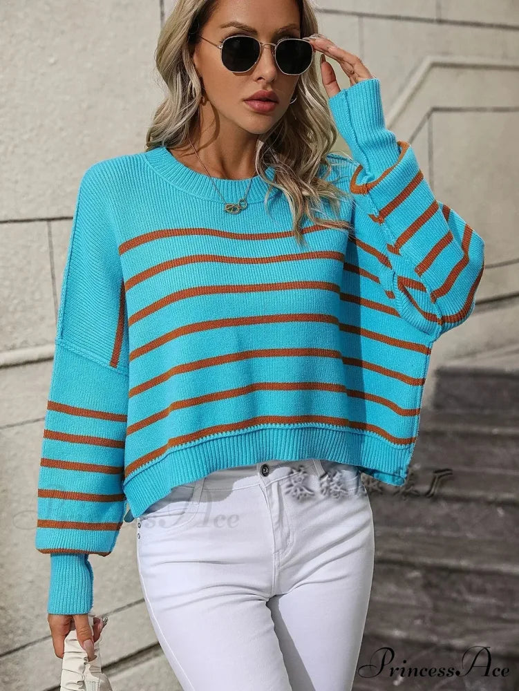 Baggy Striped Knitted Sweet Jumper
