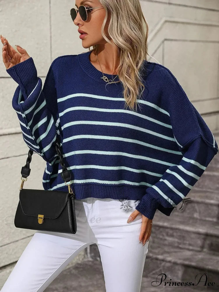 Baggy Striped Knitted Sweet Jumper