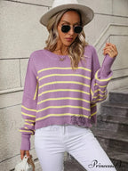 Baggy Striped Knitted Sweet Jumper