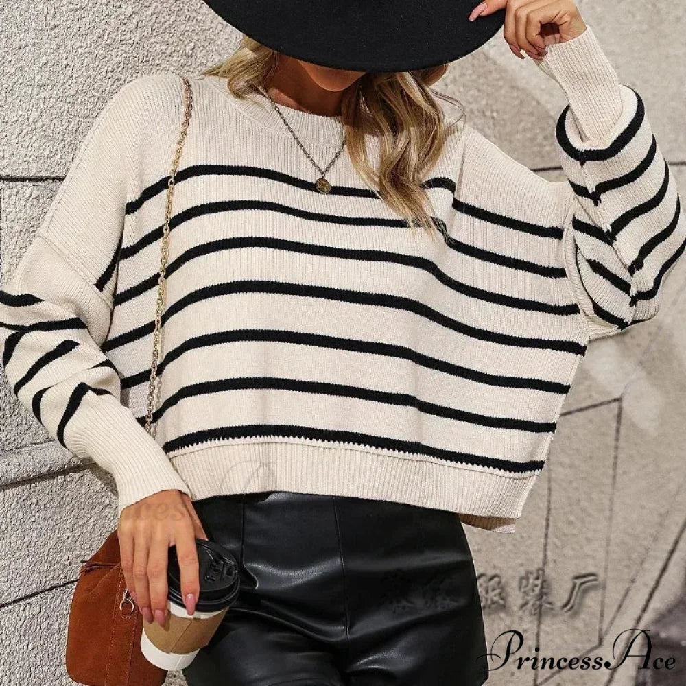 Baggy Striped Knitted Sweet Jumper