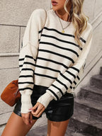 Baggy Striped Knitted Sweet Jumper