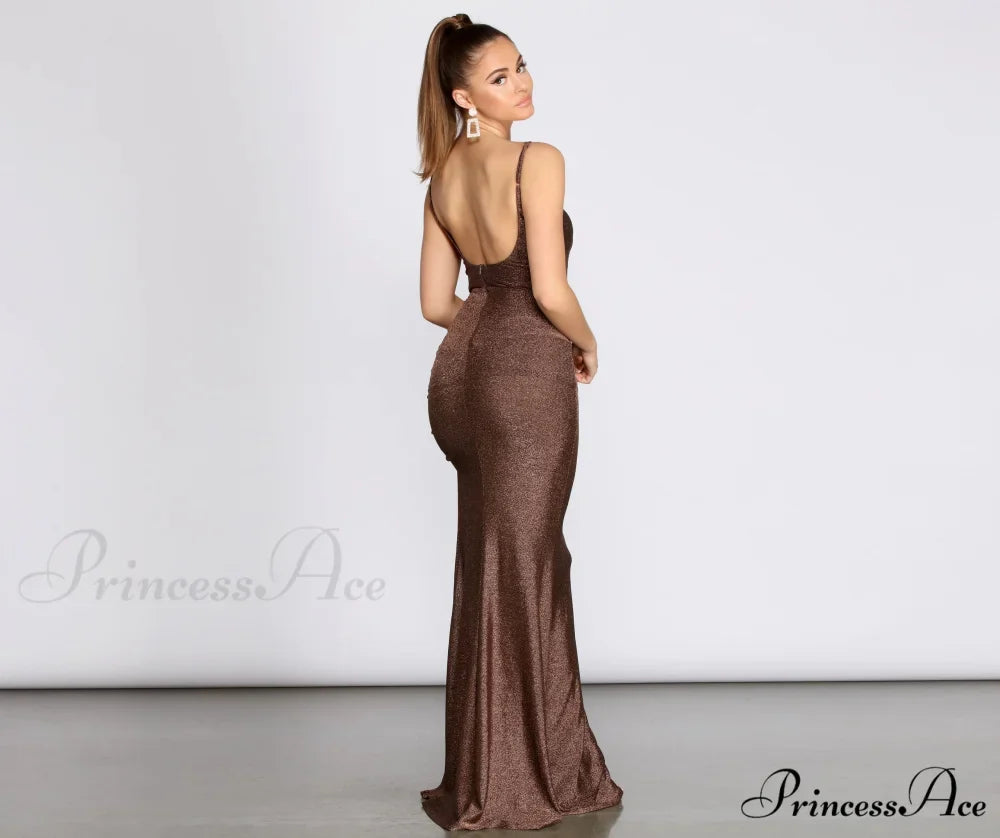 Bali Lurex Deep Charming V Ruched Dress