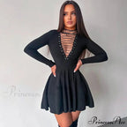 Bandage A-Line Lace Up Long Sleeve Mini Dress