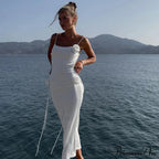 Bandage Floral Applique Sleeveless Maxi Dress