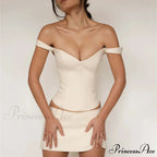 Bare-Shoulder Deep V Crop Top