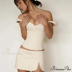 Bare-Shoulder Deep V Crop Top