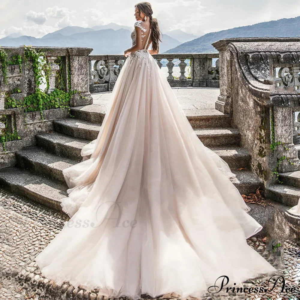 Bare-Shoulder Simple Wedding Gown