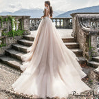 Bare-Shoulder Simple Wedding Gown