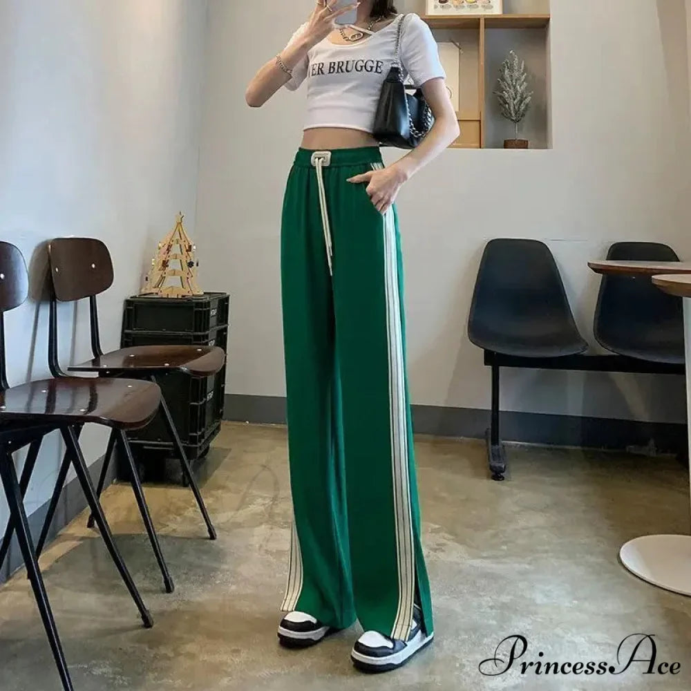 Basic Baggy Broad Leg Elastic Trousers