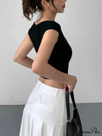 Basic Cap Graceful Sleeve Crop Shirt