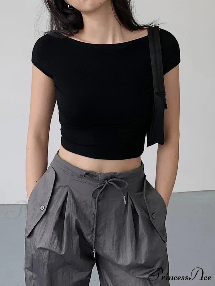 Basic Cap Graceful Sleeve Crop Shirt