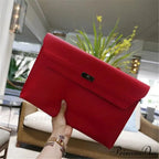 Basic Crimson Faux Leather Envelope Clutch Bag for Women