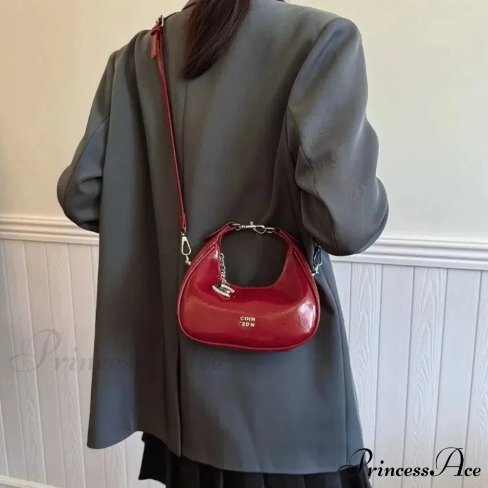 Basic Flexible Monochromatic Shoulder Messenger Handbag