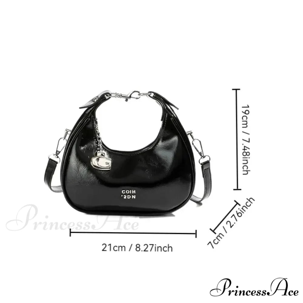 Basic Flexible Monochromatic Shoulder Messenger Handbag