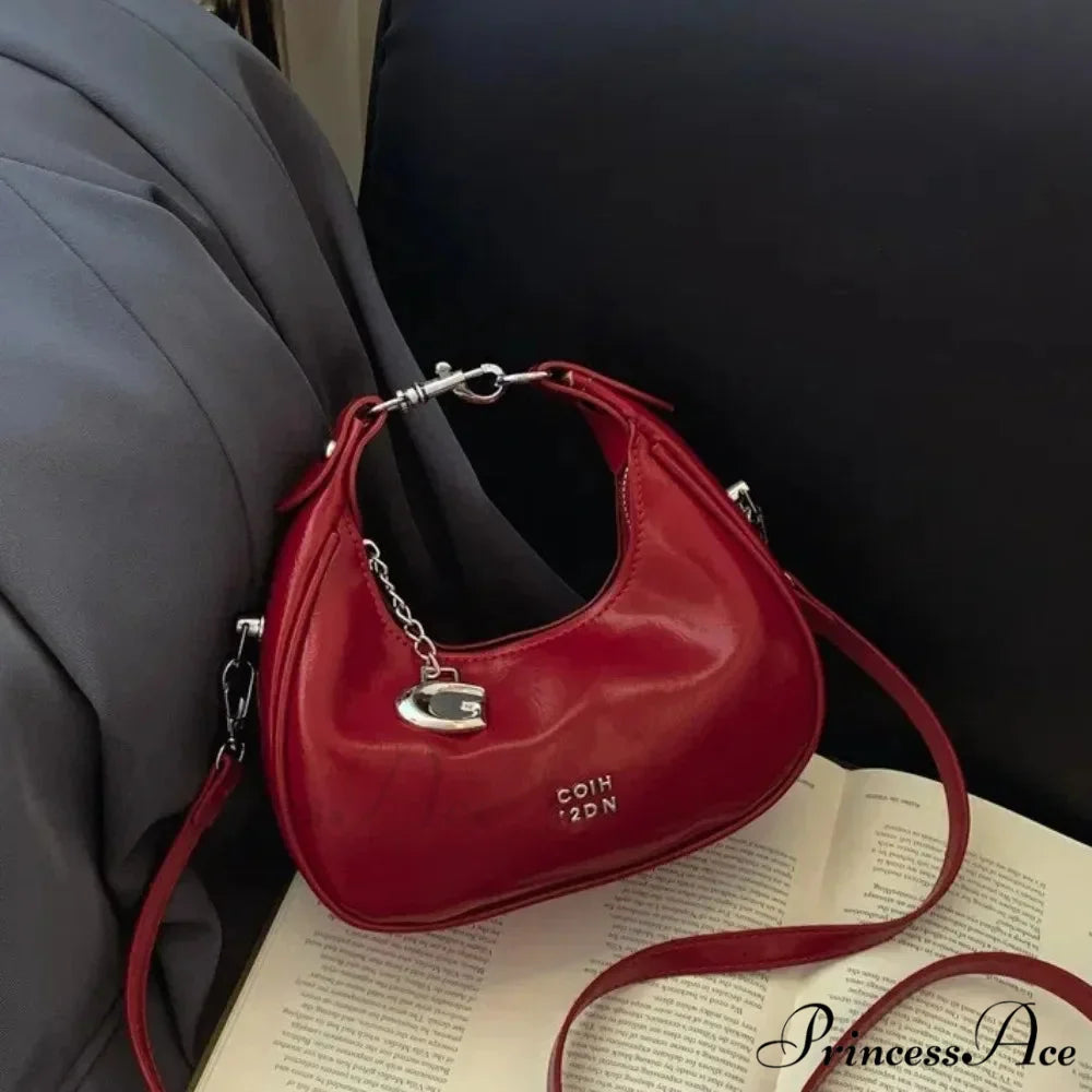 Basic Flexible Monochromatic Shoulder Messenger Handbag