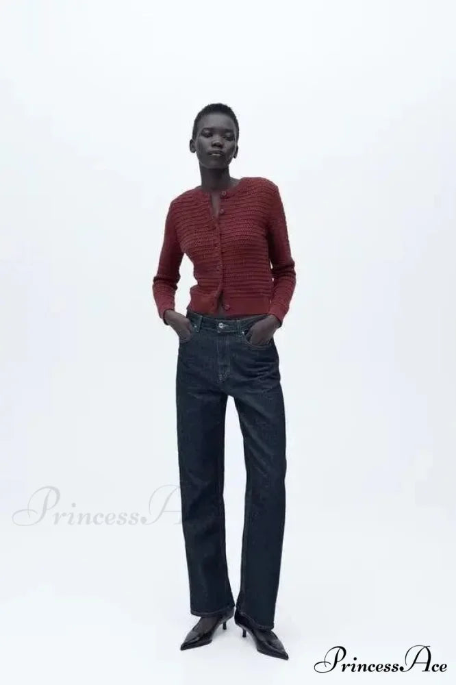 Basic Informal Textured Circular Neck Cardigan