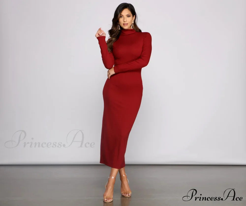 Basic Mood Ribbed Charming Knit Maxi Dress