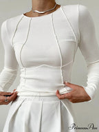 Basic Piping Graceful Long Sleeve Top