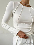 Basic Piping Graceful Long Sleeve Top