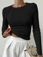 Basic Piping Graceful Long Sleeve Top