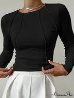 Basic Piping Graceful Long Sleeve Top