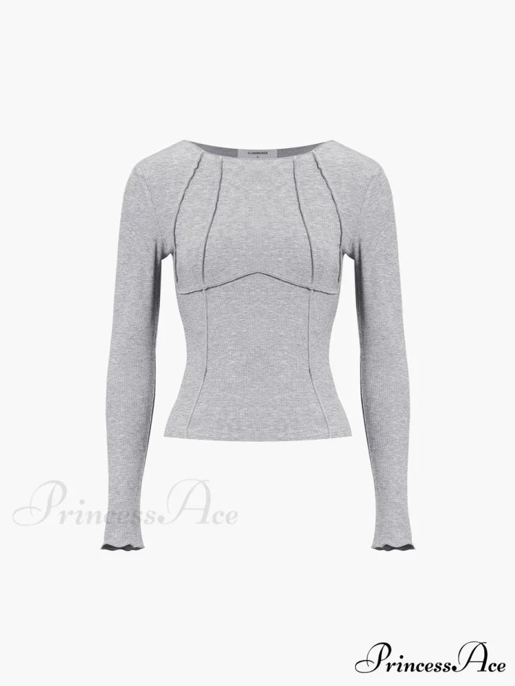 Basic Piping Graceful Long Sleeve Top