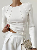 Basic Piping Graceful Long Sleeve Top