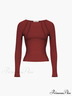 Basic Piping Graceful Long Sleeve Top