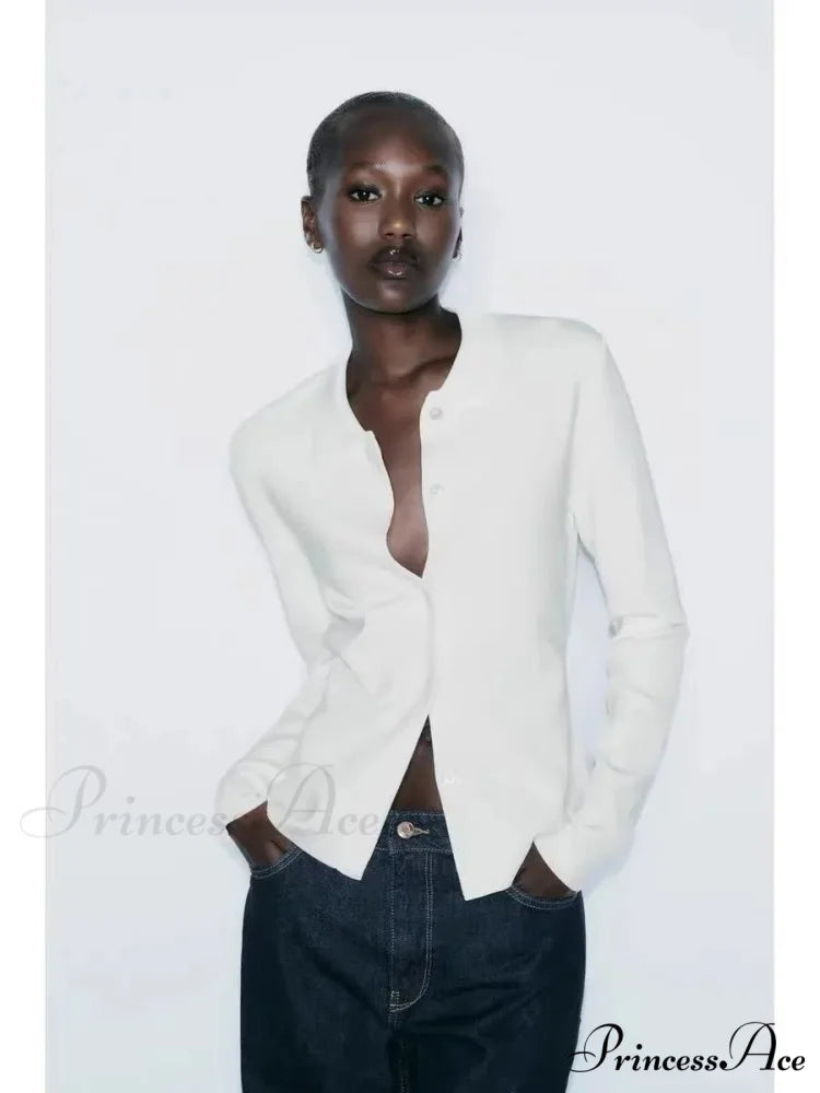 Basic Polo Neck Extended Sleeve Cardigan