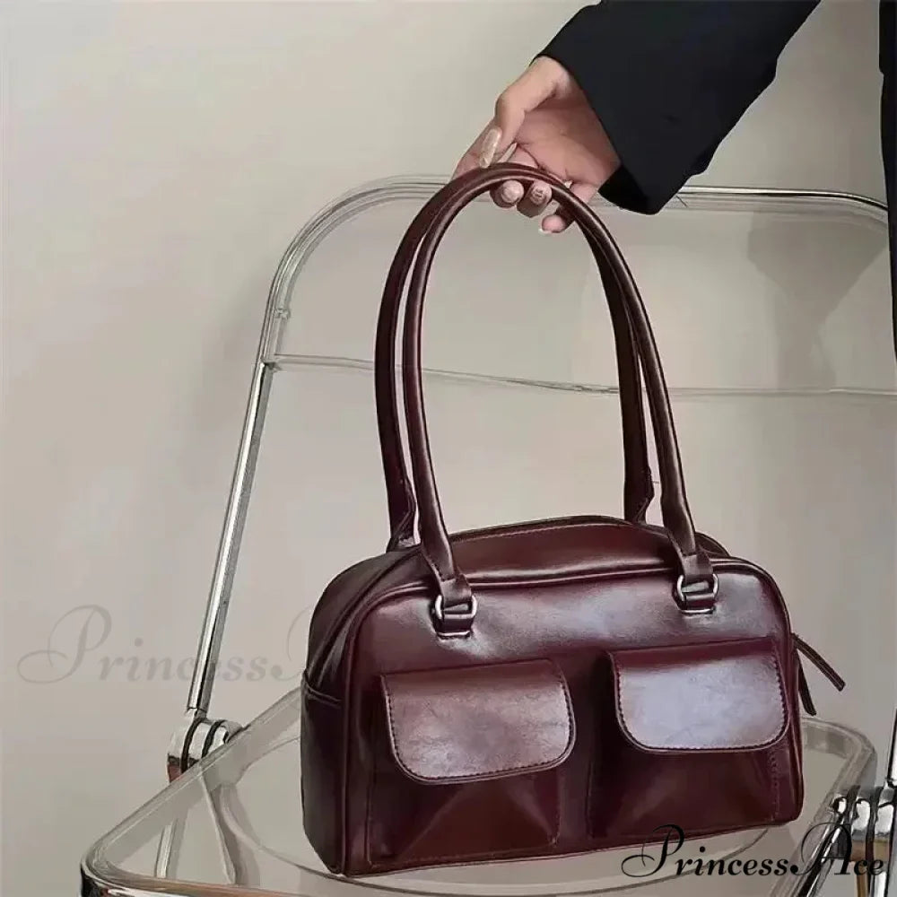 Basic Retro Business PU Leather Shoulder Bag