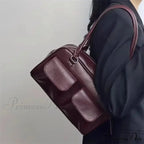 Basic Retro Business PU Leather Shoulder Bag